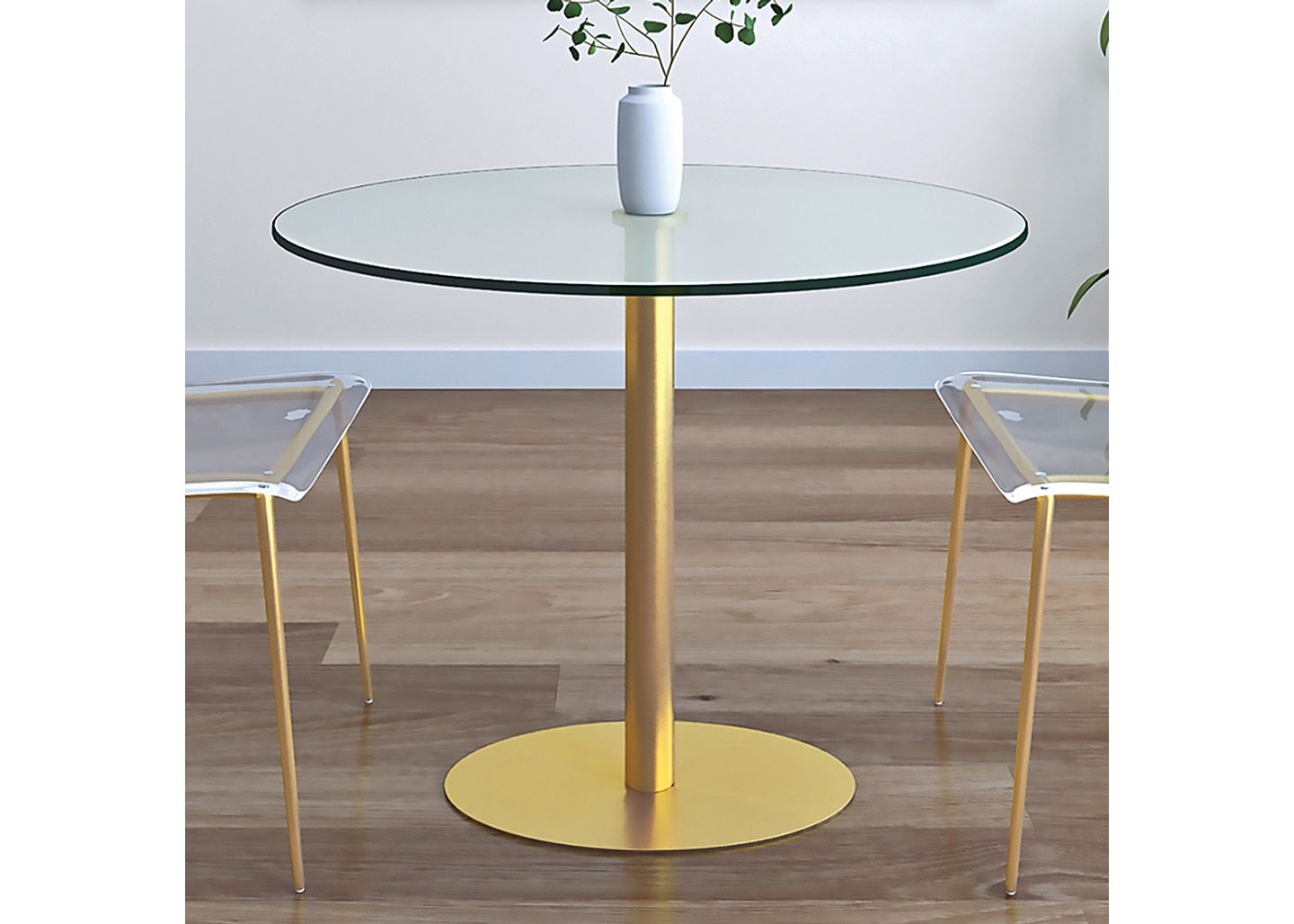 Euro Style Ava 36" Wide Matte Gold Steel Round Bistro Table